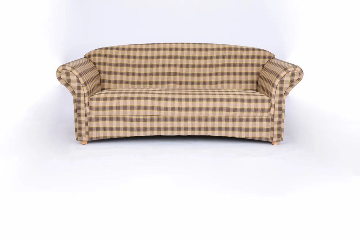 3-Sitzer Sofa Loretta, ca. 204 x 83 x 85 cm – Kariert & Braun