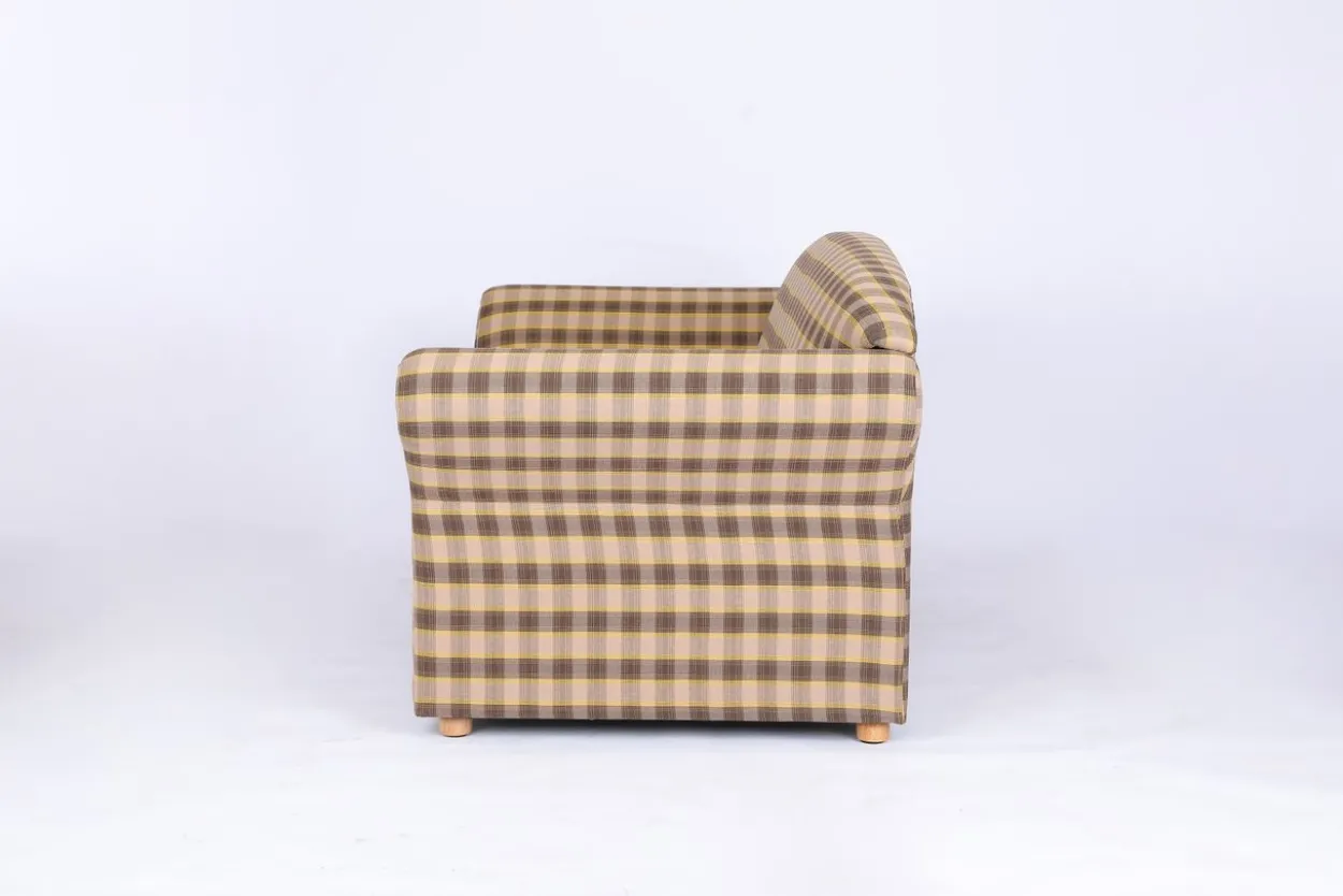 2-Sitzer Sofa Loretta, ca. 153 x 83 x 85 cm – Kariert & Braun