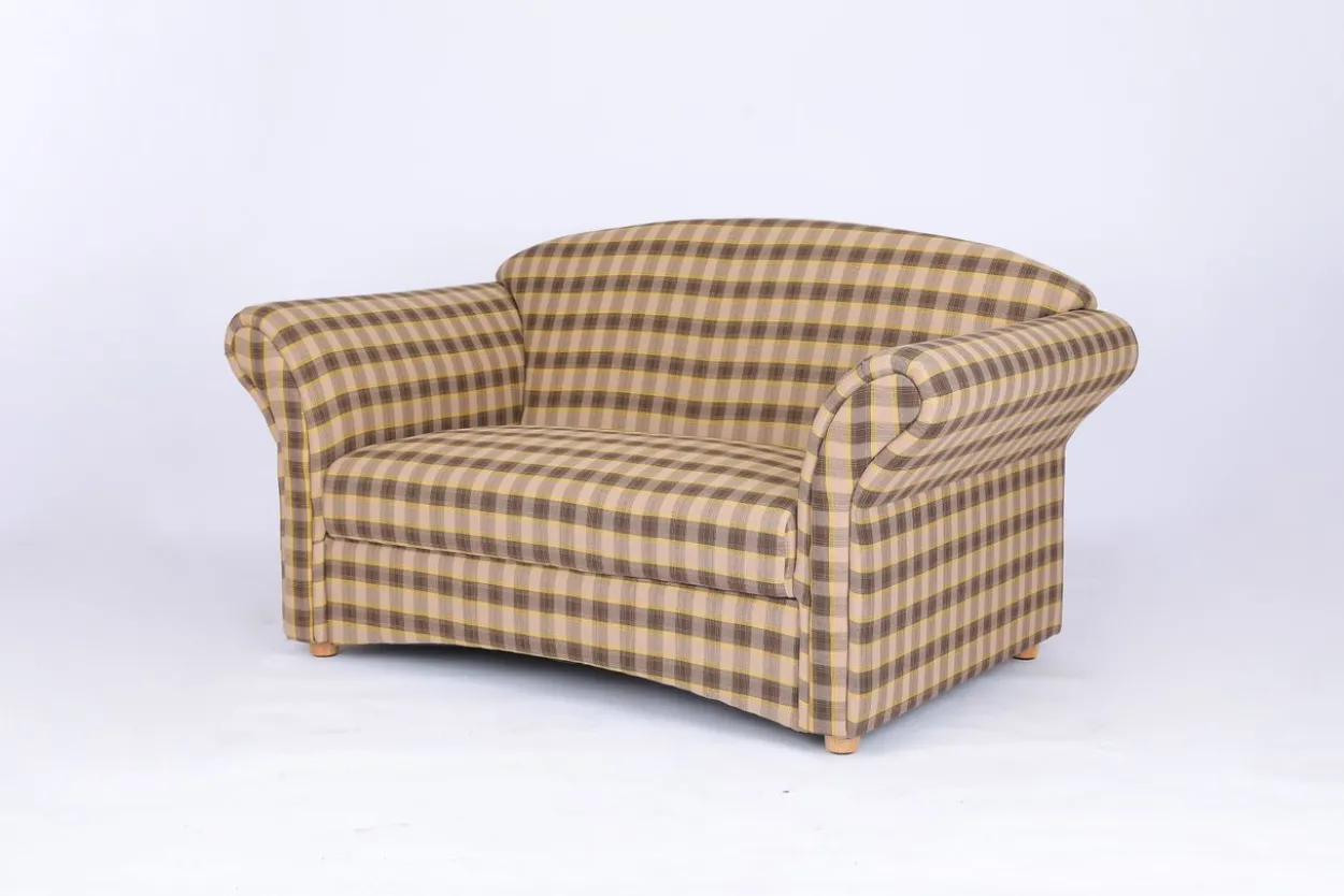 2-Sitzer Sofa Loretta, ca. 153 x 83 x 85 cm – Kariert & Braun