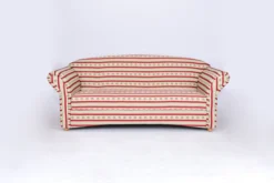 3-Sitzer Sofa Loretta, ca. 204 x 83 x 85 cm – Rot gestreift & Blumenmuster