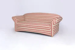 3-Sitzer Sofa Loretta, ca. 204 x 83 x 85 cm – Rot gestreift & Blumenmuster
