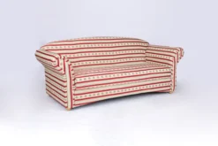 3-Sitzer Sofa Loretta, ca. 204 x 83 x 85 cm – Rot gestreift & Blumenmuster