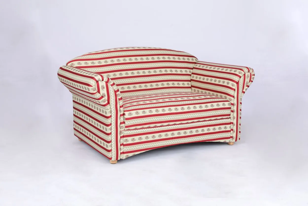 2-Sitzer Sofa Loretta, ca. 153 x 83 x 85 cm – Rot gestreift & Blumenmuster