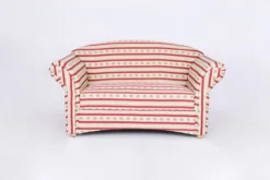 2-Sitzer Sofa Loretta, ca. 153 x 83 x 85 cm – Rot gestreift & Blumenmuster