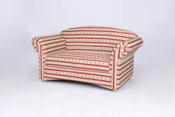 2-Sitzer Sofa Loretta, ca. 153 x 83 x 85 cm – Rot gestreift & Blumenmuster