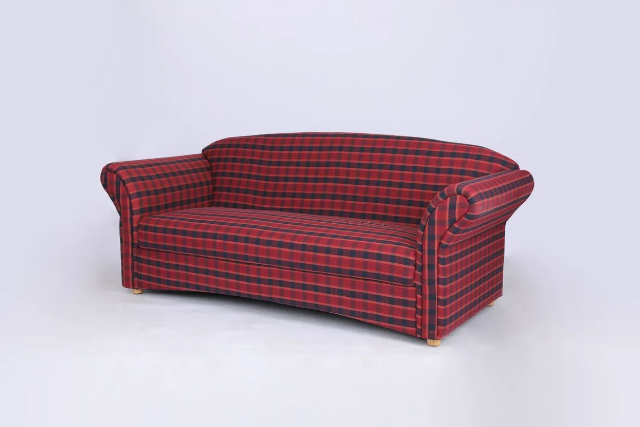 3-Sitzer Sofa Loretta, ca. 204 x 83 x 85 cm – Rot Kariert