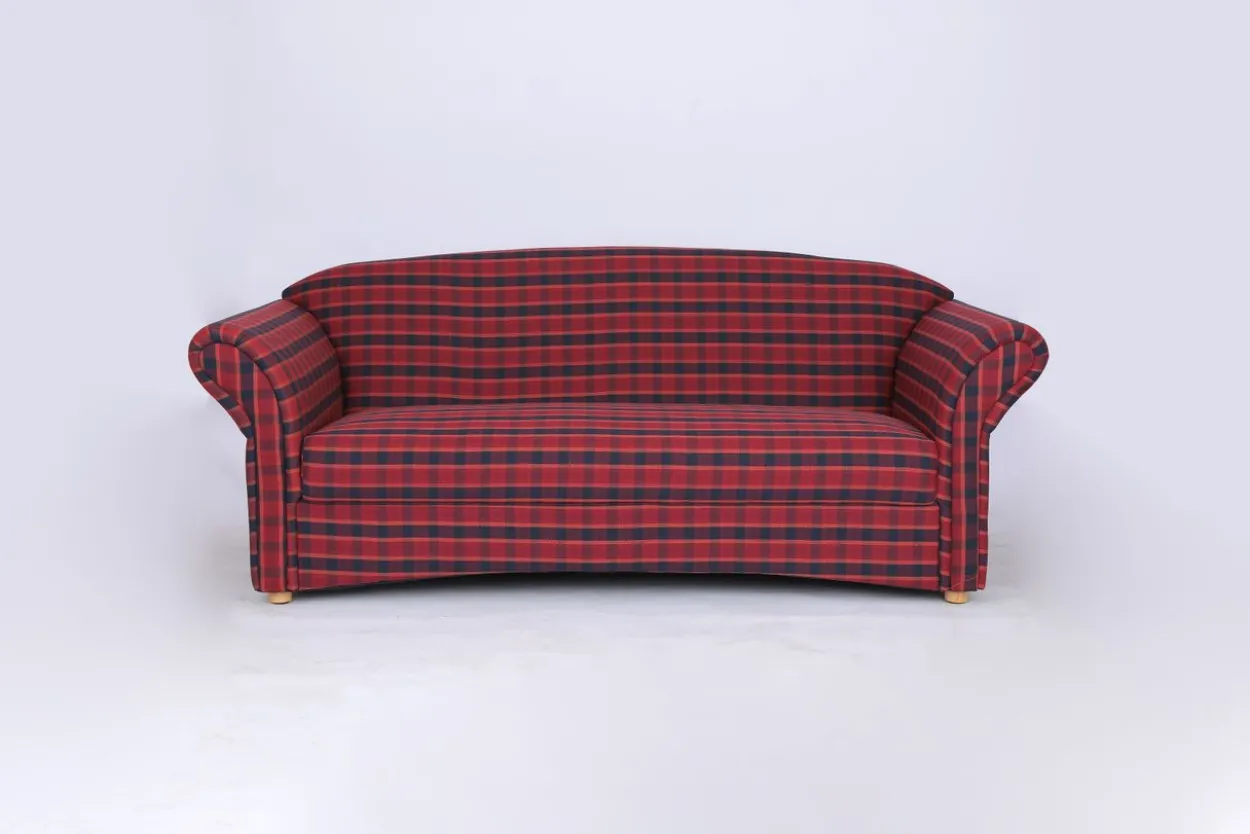 3-Sitzer Sofa Loretta, ca. 204 x 83 x 85 cm – Rot Kariert