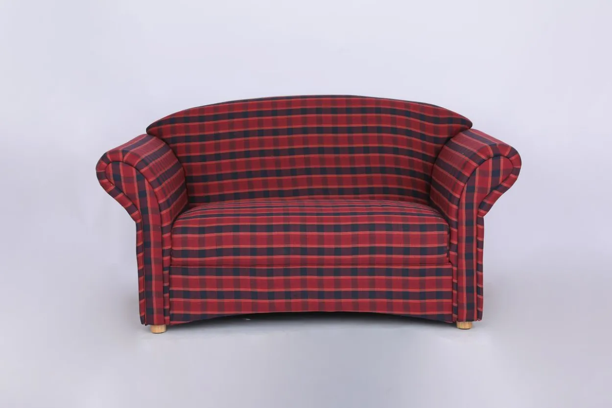 2-Sitzer Sofa Loretta, ca. 153 x 83 x 85 cm - Rot Kariert