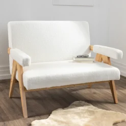 2-Sitzer Sofa mit Armlehne, ca. 111 x 82,5 x 84,5 cm - Weiß