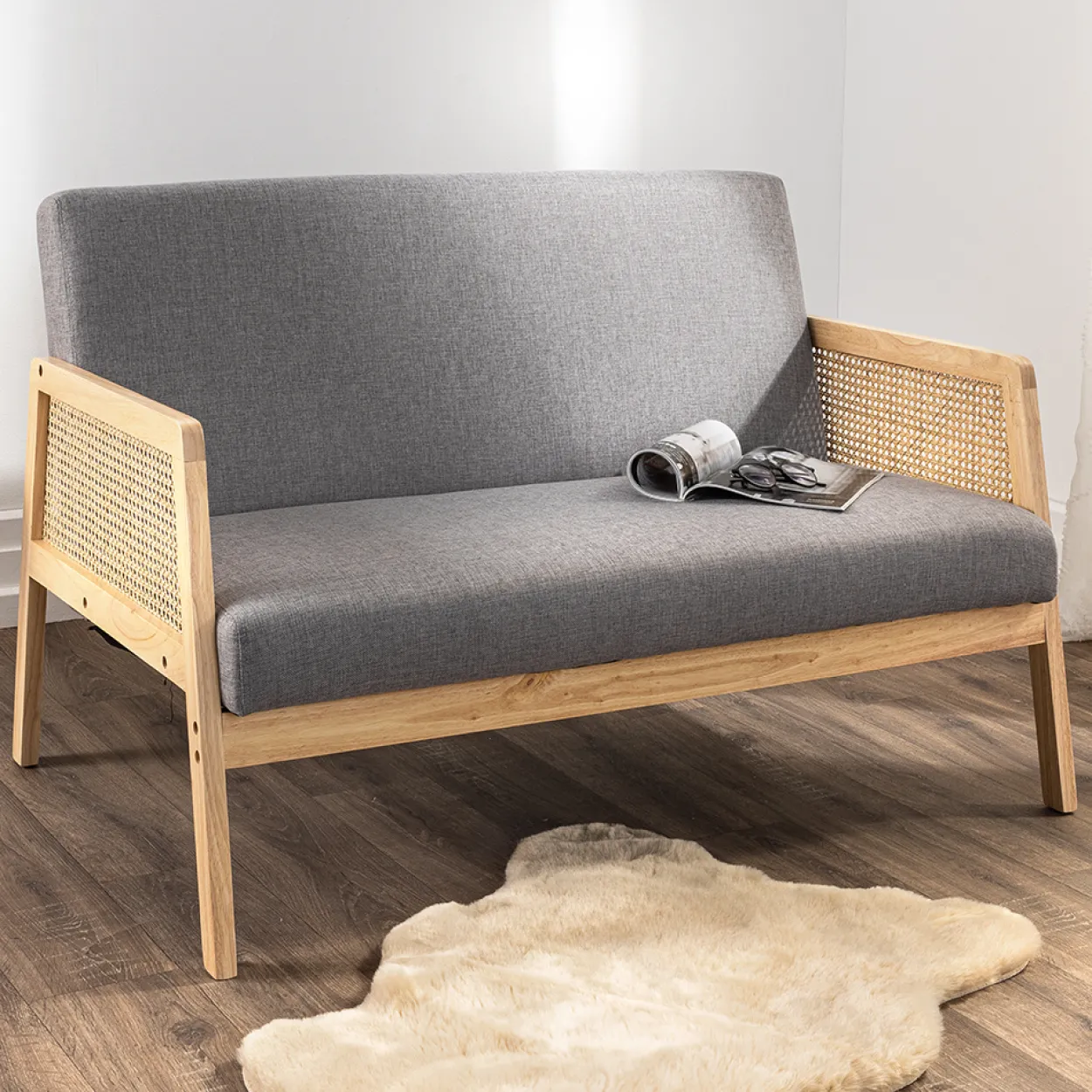 2-Sitzer Sofa mit Armlehne, ca. 115 x 76,5 x 76,5 cm - Grau
