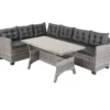 Sitzgruppe Polyrattan + WPC Ecklounge 2+1 16tlg grau anthrazit
