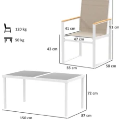 Sitzgruppe 5 tlg. Essgruppe für 4 Personen Abnehmbar Esstisch Balkon