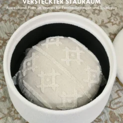 Sitzhocker Ottomane mit Stauraum Runder Polsterhocker mit Klappdeckel