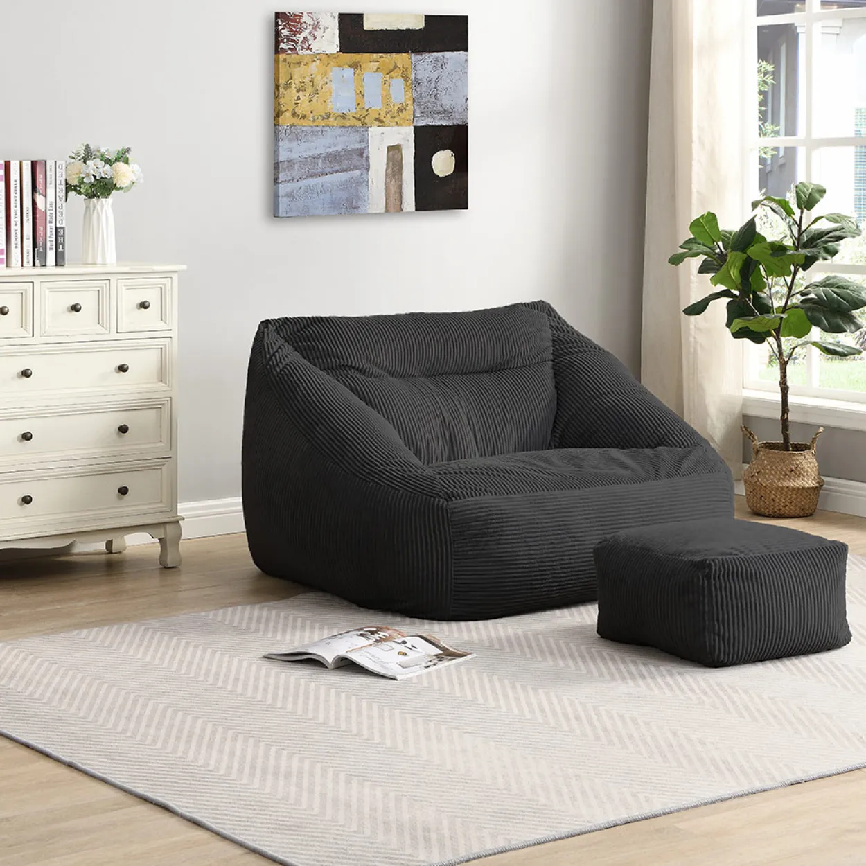 Sitzsack mit Hocker COZY Anthrazit