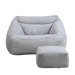 Sitzsack mit Hocker COZY – Hellgrau