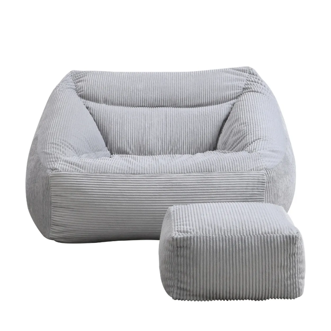 Sitzsack mit Hocker COZY – Hellgrau