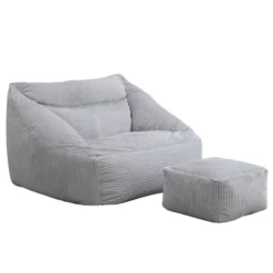 Sitzsack mit Hocker COZY – Hellgrau