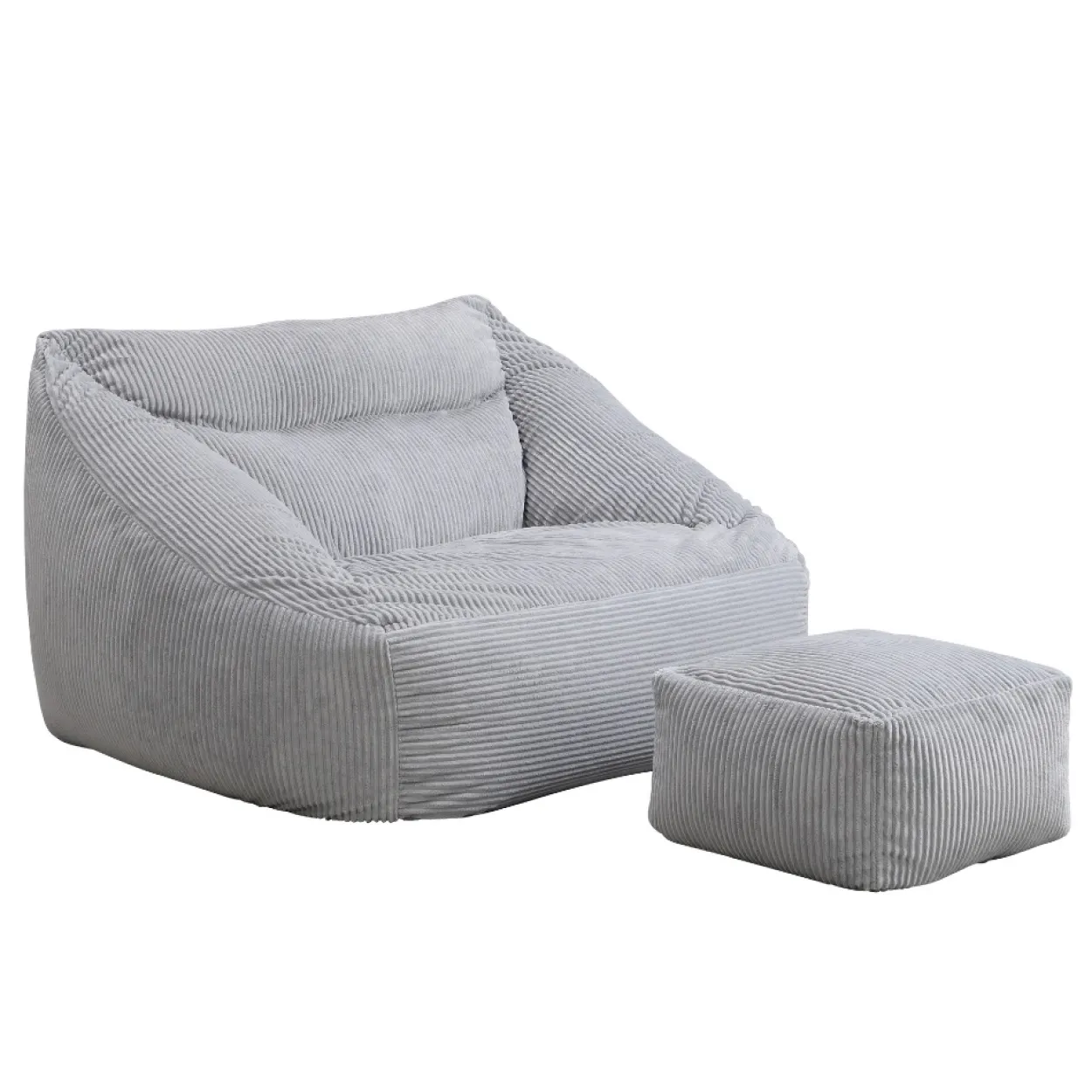 Sitzsack mit Hocker COZY – Hellgrau