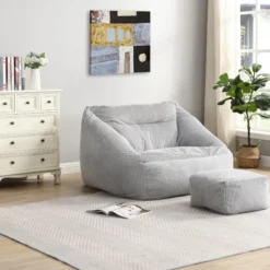 Sitzsack mit Hocker COZY – Hellgrau