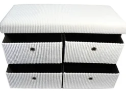Sitztruhe mit 4 Schubladen, ca. 76 x 38 x 42 cm - Weiß
