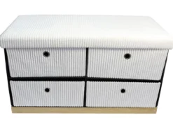 Sitztruhe mit 4 Schubladen, ca. 76 x 38 x 42 cm - Weiß