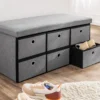 Sitztruhe mit 6 Schubladen, ca. 76 x 38 x 38 cm - Grau