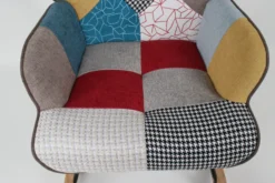 Skandinavischer Schaukelstuhl "Chester" aus Stoffbezug Patchwork, ca. 69 x 81 x 92,5 cm - Mehrfarbig