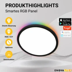 Smartes RGB Panel Up&Down, 18W, ø290mm, Wifi, Tuya App, CCT, dimmbar