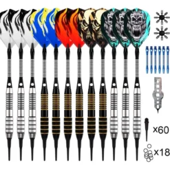 Soft Tip Darts Set mit Accessories/ 12 Pack langlebige Kunststoffspitzen