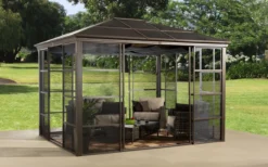 Sojag Aluminium Pavillon und Solarium Castel 10x12 bronze
