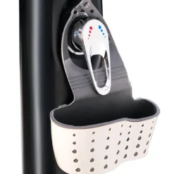 Solardusche Premium mit Hand-/Fußdusche & Ablagekorb gebogen, ca. 20 Liter - Schwarz