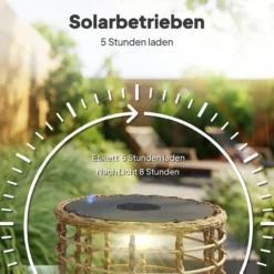 Solar Stehlampe 2er Set Rattan Solarlampen mit Lichtsensor LED Solarleuchte