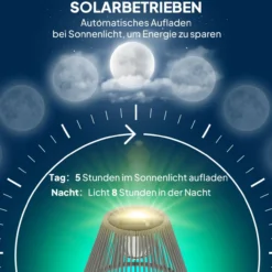 Solar Stehlampe Rattan Solarlampen mit Lichtsensor 25 LED-Lichte Solarleuchte