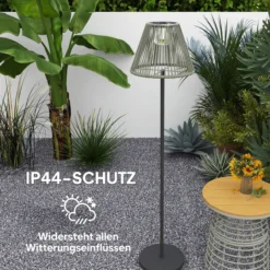 Solar Stehlampe Rattan Solarlampen mit Lichtsensor 25 LED-Lichte Solarleuchte