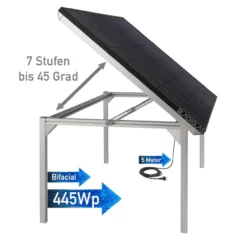 SolarTisch ECOflex 445Wp Solar Tischplatte, 7-stufig verstellbar, 40x40mm Tischbeine OHNE Rollen