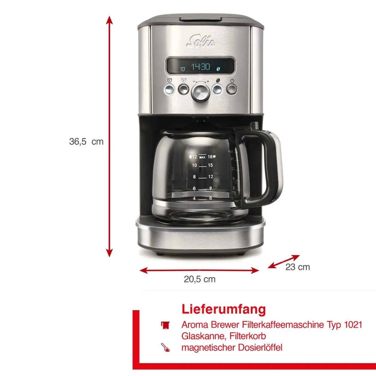 Solis Aroma Brewer (Typ 1021) Filterkaffeemaschine mit Warmhaltefunktion