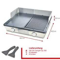 Solis Deli Grill (Typ 7951) Tischgrill mit abnehmbaren Grillplatten + 2 Heizsystemen