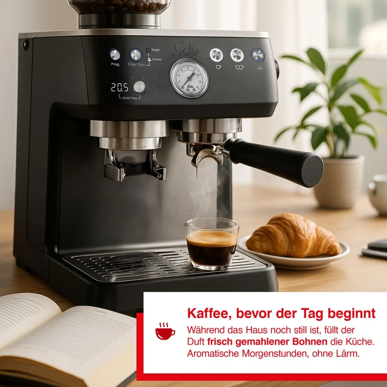 Solis Grind&Infuse PERFETTA (Typ 1019) Espressomaschine mit Mahlwerk + Milchaufschäumer