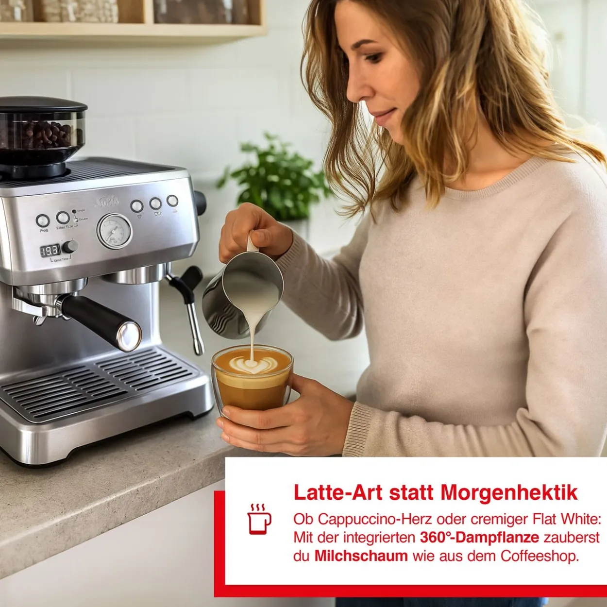 Solis Grind&Infuse PERFETTA (Typ 1019) Espressomaschine mit Mahlwerk + Milchaufschäumer