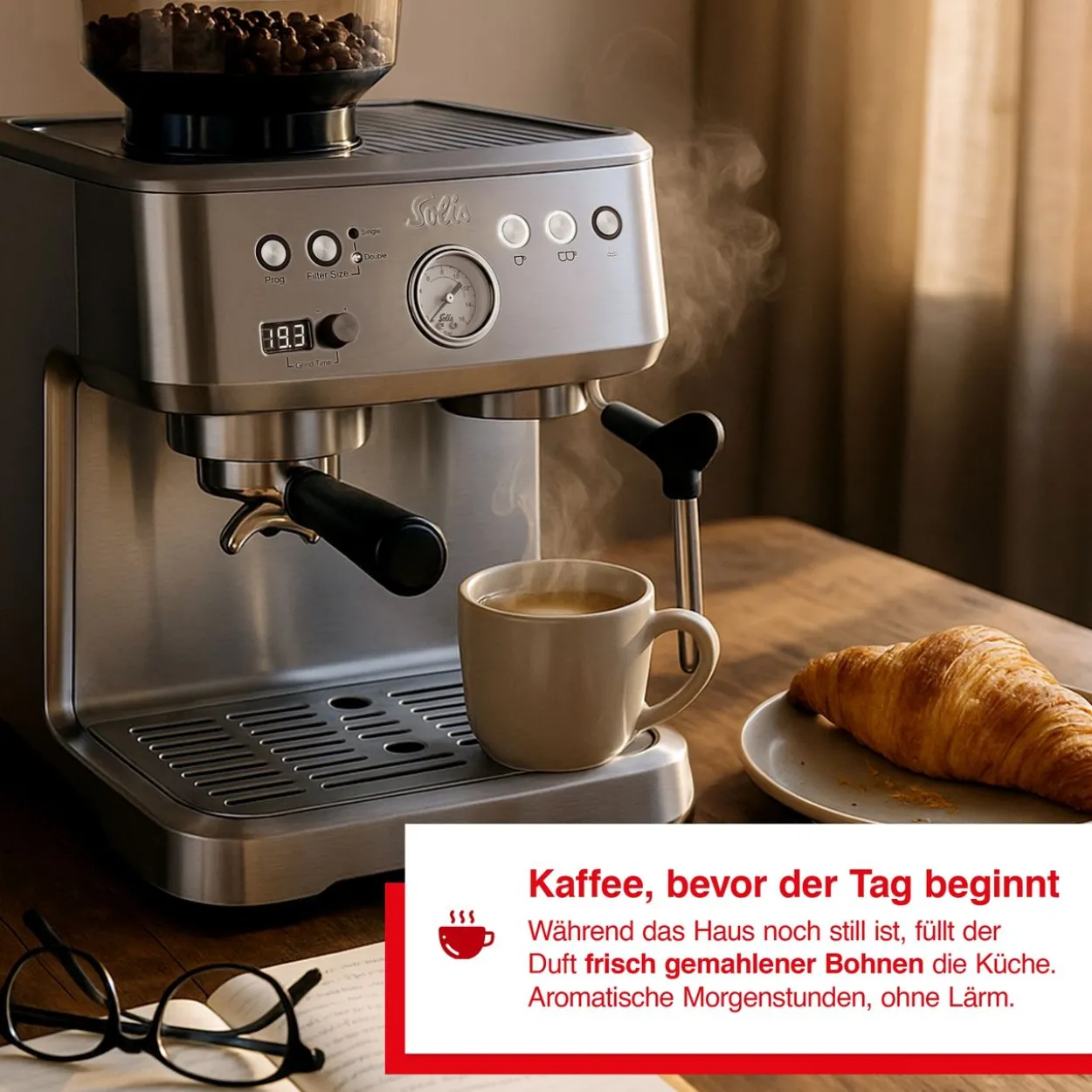 Solis Grind&Infuse PERFETTA (Typ 1019) Espressomaschine mit Mahlwerk + Milchaufschäumer
