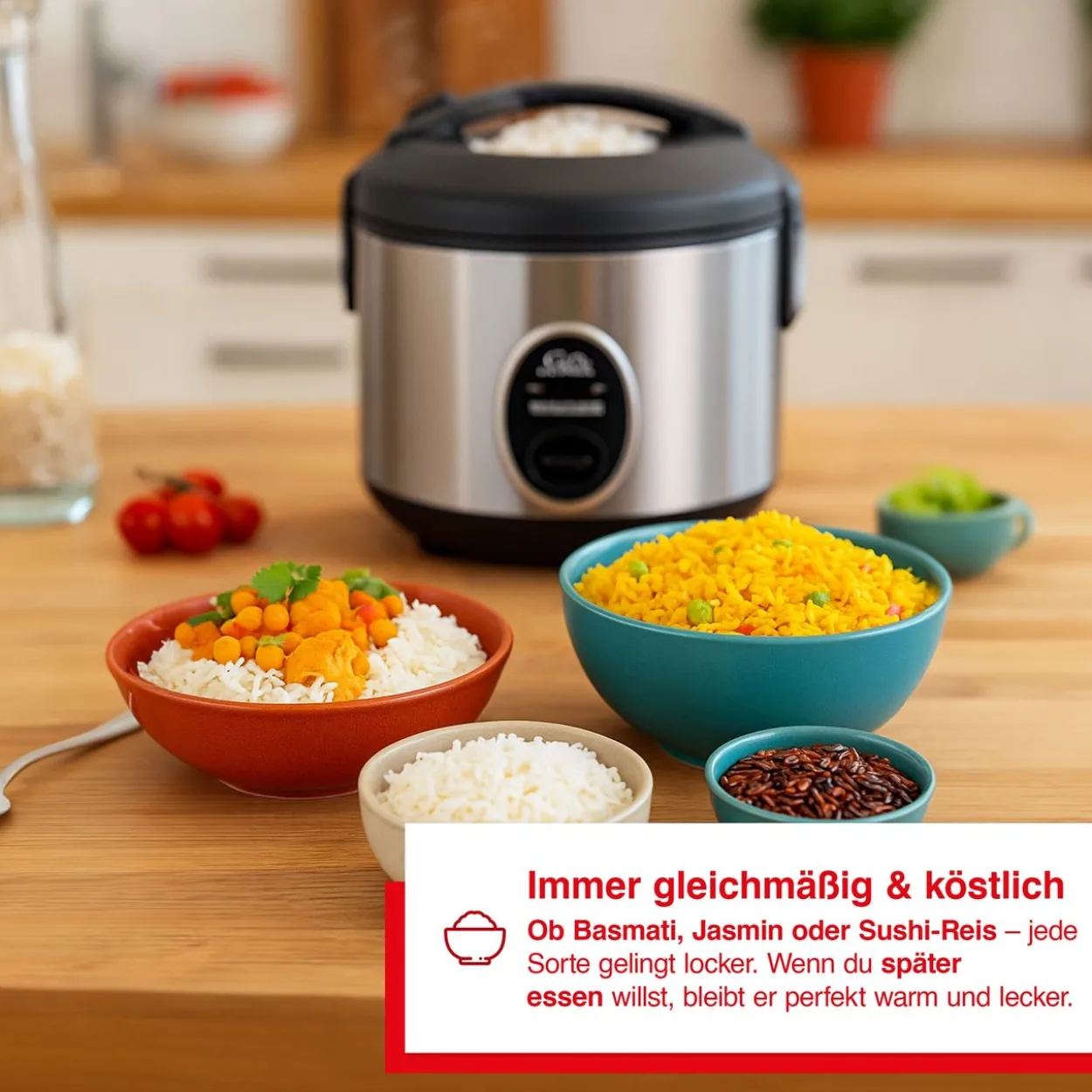 Solis Rice Cooker Compact (Typ 821) Reiskocher mit Warmhaltefunktion