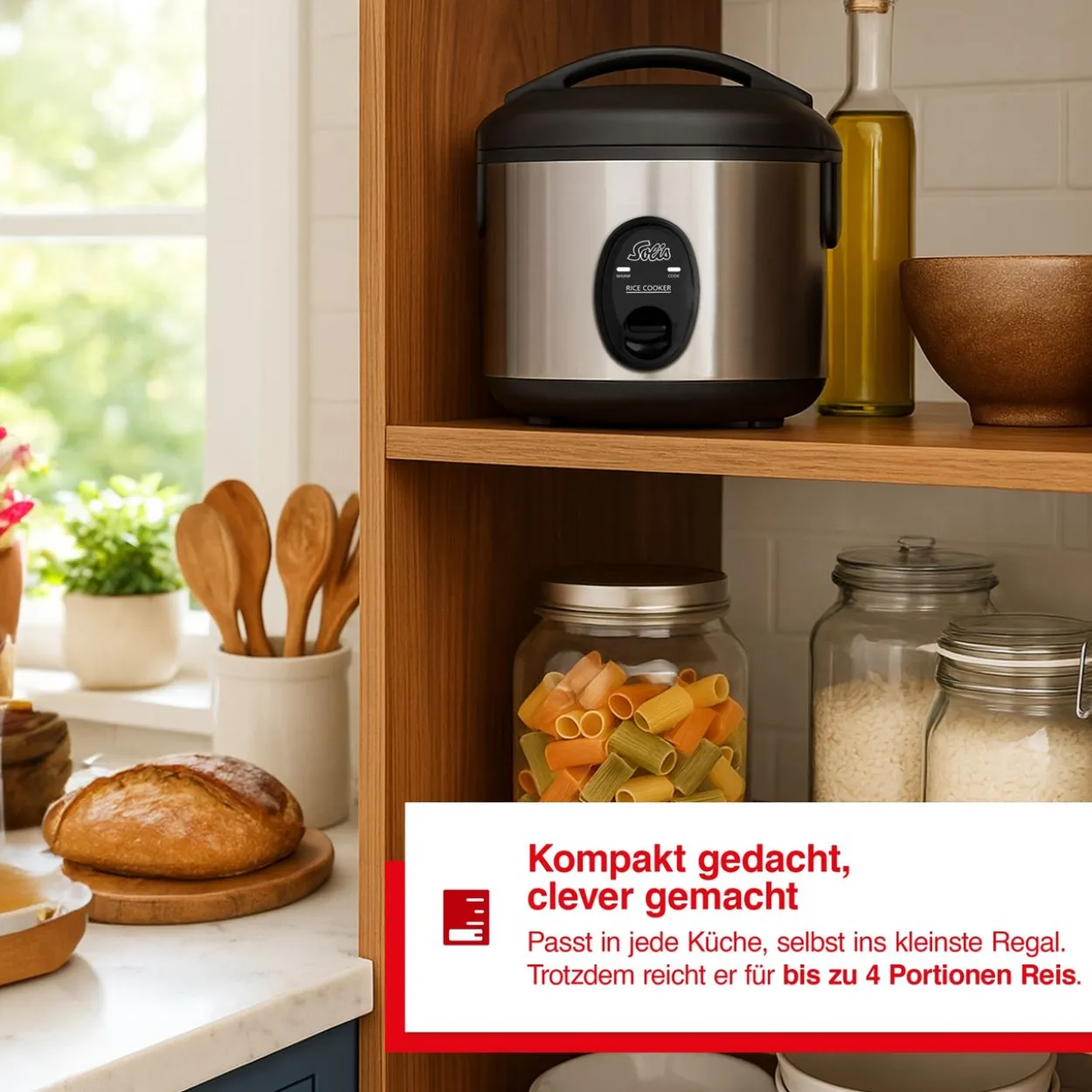 Solis Rice Cooker Compact (Typ 821) Reiskocher mit Warmhaltefunktion