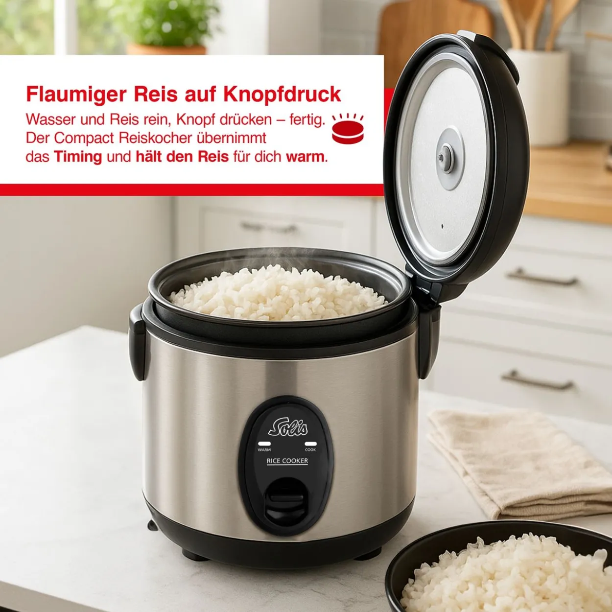 Solis Rice Cooker Compact (Typ 821) Reiskocher mit Warmhaltefunktion