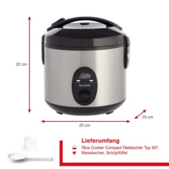 Solis Rice Cooker Compact (Typ 821) Reiskocher mit Warmhaltefunktion