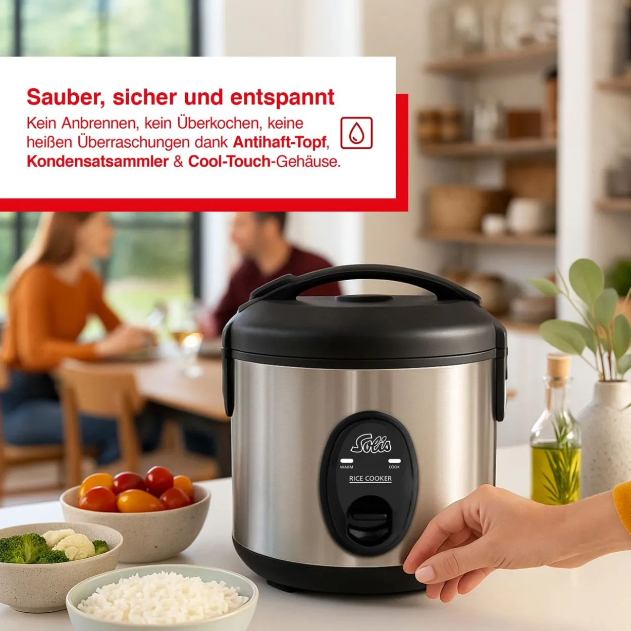 Solis Rice Cooker Compact (Typ 821) Reiskocher mit Warmhaltefunktion