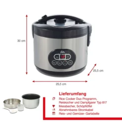 Solis Rice Cooker Duo Programm (Typ 817) Reiskocher und Dampfgarer