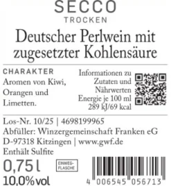 Sommerzeit Secco weiß und fruchtig 0,75l