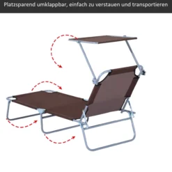 Sonnenliege klappbar mit Sonnenschutz - braun