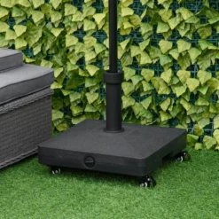 Sonnenschirmständer mit Roller befüllbar bis 20 kg für Schirmstangen 38/48 mm Schwarz 45 x 45