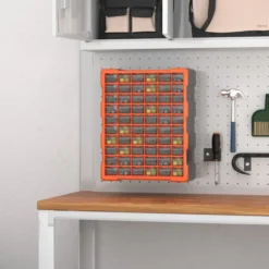 Sortierkasten Kleinteilemagazin Teile Box Aufbewahrungsbox 60 Fächer Orange L38 x B16 x H47,5 cm